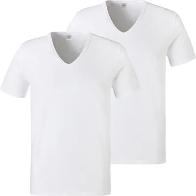 Produktbild von 2er Pack Götzburg T-Shirts V-Neck Shirt kurzarm Feinripp, Farbe:Weiß, Größe:M, Artikel:-2er Pack V-NECK weiß