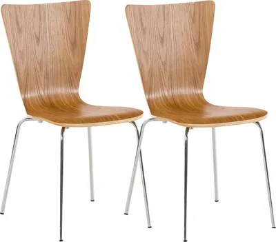 Produktbild von CLP 2er Set Besucherstuhl Aaron mit ergonomisch Holzsitz und Metallgestell eiche