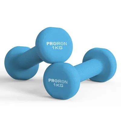 Zdjęcie produktu dla PROIRON Hantle 2x1kg neoprenowe żeliwne niebieskie do ćwiczeń fitness