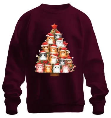 Produktbild von Katzen Weihnachtsbaum Katzenbesitzer - Weihnachten Sweatshirt Pullover, Burgundy, L