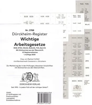 Obrázek produktu pro DürckheimRegister® ARBEITSGESETZE MIT STICHWORTEN