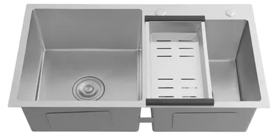 Obrázek produktu pro Dřez do kuchyně, model s dvojím komorám, moderní styl, stříbrná barva