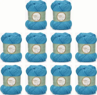 Image de 10 pelotes Anchor Creativa Fino – Fil 100 % coton pour le crochet et le tricot (couleur 01334)