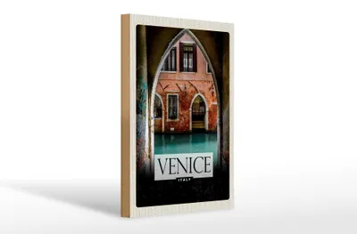 Produktbild von Holzschild Reise 20x30cm Venice Italien Fluss Panorama