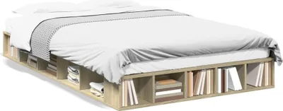 Produktbild von (NEU 2026) Bettgestell moderne, Sonoma-Eiche 120x200 cm - Holzwerkstoff - Klassische Betten - 49.14 kg