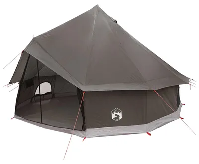 Image de vidaXL Tente tipi pour 6 personnes, couleur marron et gris, en polyester et en acier