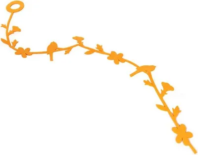 Produktbild von Frühlingsgirlande mit Filzvögeln und -blumen, orange, 98 cm