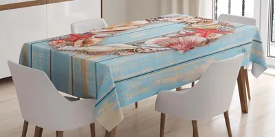 Immagine prodotto di ABAKUHAUS Lettera O Tovaglia, rivista Seezeitschrift des Leben-Schriftart-Entwurf-O su assi di legno verticali, 140 x 170 cm, corallo scuro azzurro
