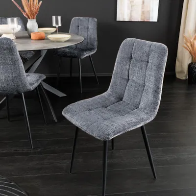 Produktbild von riess-ambiente Stuhl TRES CHIC grau schwarz Chenille Cremona Metall Esszimmerstuhl
