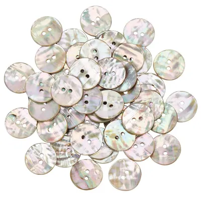50 Muschelknöpfe, 20 mm, flach rund, 2 Löcher, Perlmutt