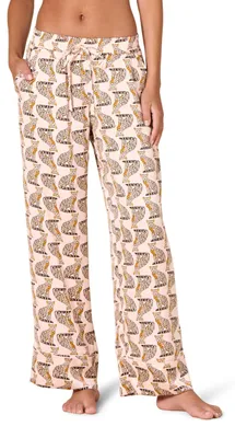 Produktbild von A. Essentials Damen-Pyjamahose aus Satin, Normale Passform, volle Länge, Blassro