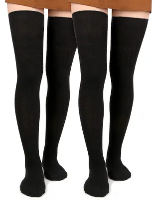 Productafbeelding van Overknee Kousen voor Dames - Katoen - Zwart/Grijs