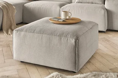 Produktbild von KAWOLA Hocker RANI Polsterhocker Cord steingrau