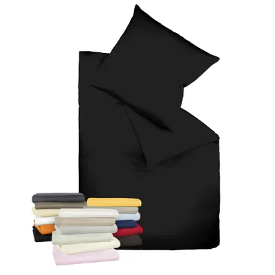 Produktbild von liebling Bettwäsche Interlock Jersey 135 x 200 cm, Farbe schwarz, Bettbezug aus 100% Baumwolle, edler Glanz, waschbar 60 Grad