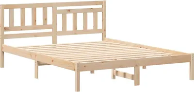 Zdjęcie produktu dla Łóżko Drewniane 160x200 Brązowe Rama Łóżka ze Stelażem Dwuosobowe