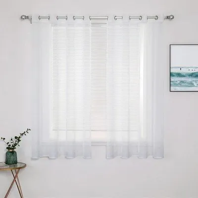 Productafbeelding van Ibenzoa® Transparante voile gordijnset, 6 stuks met oogjes, Ø 170 x 180 cm, 100% polyester, lichtdoorlatend – meer lichtinval en privacy