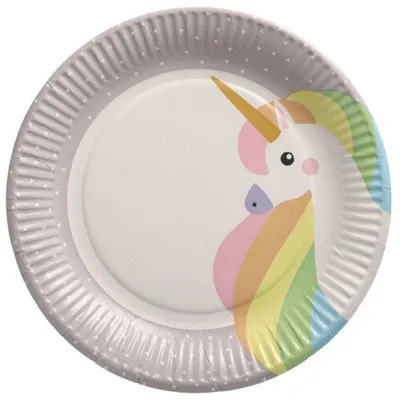 Image de Papstar assiettes en carton jetables Unicorn absolument sans danger pour les aliments 10 pièces