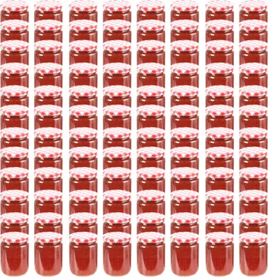 Produktbild von Möbel Marmeladengläser mit Weißem/Rotem Deckel 96 Stk. 230 ml - Marmeladengläser &3325