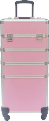 Immagine prodotto di Valigetta per trucco e cosmetici da parrucchiere, trolley da bellezza 4 in 1, rosa