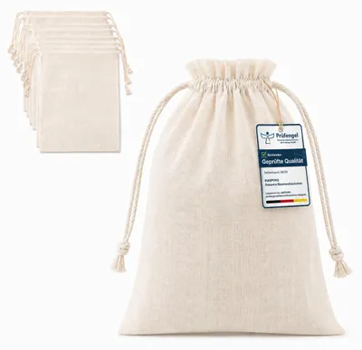 Productafbeelding van Stoffen zakken met trekkoord - 8 stuks - Voor het n van spullen - 25 x 30 cm