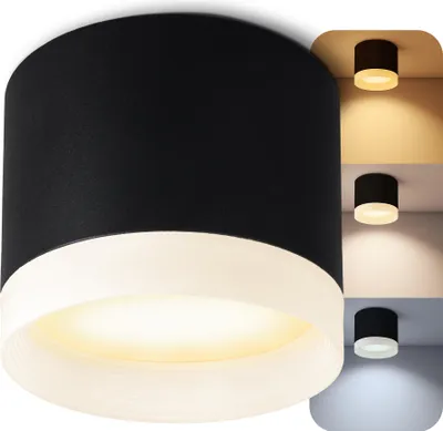 Produktbild von SSC-LUXon VORA LED Aufbaulampe schwarz rund - LumiFLEX 3CCT Lichtfarbe warmweiß neutralweiß kaltweiß - Deckenlampe mit Leuchtring 230V 3W