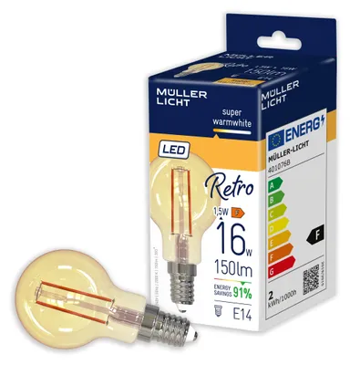 Immagine prodotto di Goccia LED retro LED oro 2,2W E14 150lm 2000K chiaro