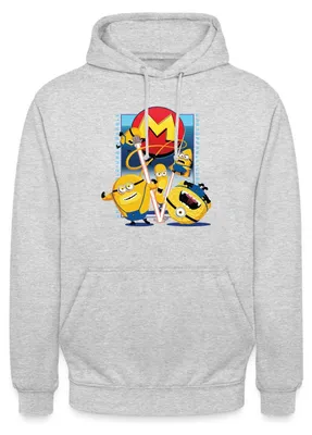 Produktbild von Spreadshirt Minions 5 Mega Minions Mit Superkräften Uni Hoodie, 3XL, Hellgrau meliert