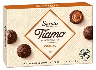 Produktbild von Sarotti Tiamo Feinste Trüffel Cognac Sahne zarte Pralinen 125g