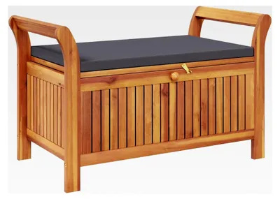 Produktbild von Garten-Truhenbank mit Kissen 91 cm aus Akazienholz