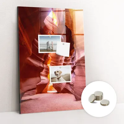 Obrázok produktu pre Magnetická tabuľa na stenu - Memo Tabuľa Sklenená - vrátane 5 magnetov - 40x60 cm - Kaňon antilop