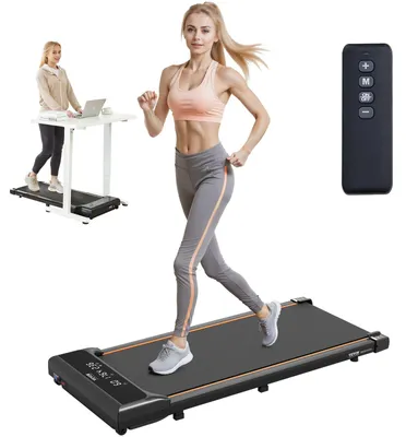 Produktbild von VEVOR Untertisch-Laufbänder Arbeitslaufbänder zum Laufen, LED-Laufband für das Heimtraining mit Fernbedienung, 1-6,0 km/h Geschwindigkeit tragbares schlankes Laufband für Indoor-Übungen (Grau, ohne Handlauf)