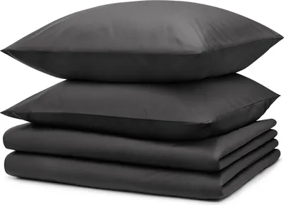 Image de Blumtal Literie 2x 135x200cm + 2x taies d'oreiller 40x80cm - Microfibre Bed Sheets 135x200cm - Set de 4 draps gris foncé