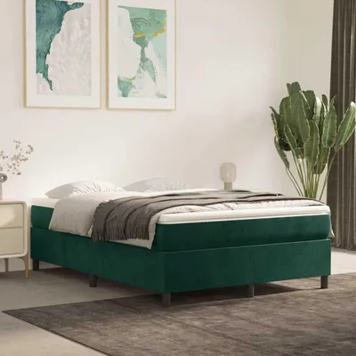 Produktbild von Boxspringbett mit Matratze Dunkelgrün 140x190 cm Samt