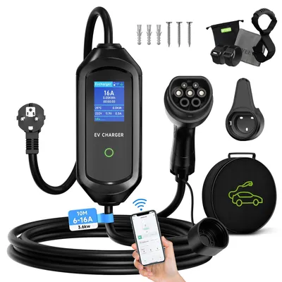 Produktbild von Ladekabel für Elektroautos, 3,6 kW - Typ 2 Stecker - 10 Meter Kabellänge - Mobile Wallbox