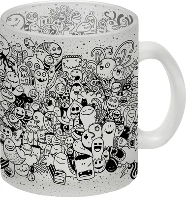 Produktbild von Glas Tasse mit Monster Motiv