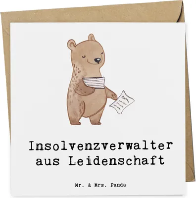 Produktbild von Mr. & Mrs. Panda Glückwunschkarte Insolvenzverwalter Leidenschaft - Weiß - Geschenk, faltkarte, Klappkarte, Grußkarte, doppelkarte, anlasskarte