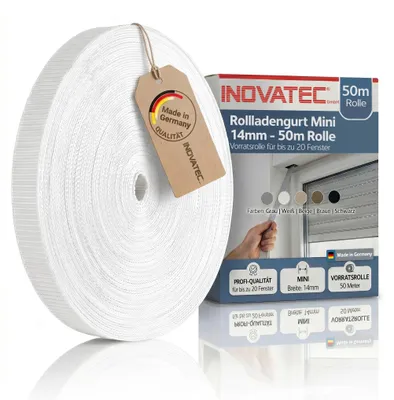 Produktbild von INOVATEC 50 m Rollladen Gurtband Mini 14 mm weiß
