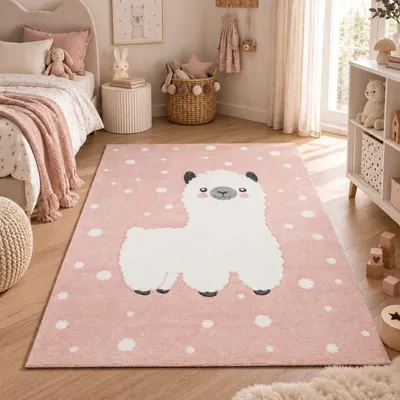Produktbild von Kinder Teppich Maui Kids Alpaka Rosa, Größe:160x230 cm, KI-generiertes Bild