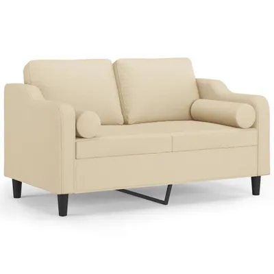 Produktbild von vidaXL 2-Sitzer-Sofa mit Zierkissen Creme 120 cm Stoff