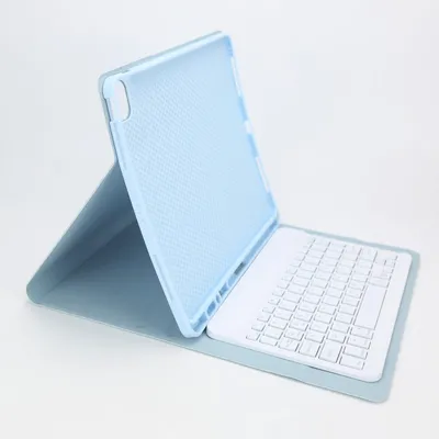 Produktbild von INF iPad 12.9 Schutzhülle mit RGB Bluetooth Tastatur - Blaues Leder Blau iPad 12,9 Zoll