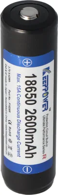 Produktbild von Keeppower R 18650 2600mAh 3,6V - 3,7V Li-Ion-Akku geschützt (Pluspol erhöht)