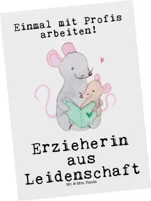 Produktbild von Mr. & Mrs. Panda Postkarte Erzieherin Leidenschaft - Weiß - Geschenk, Spruch, Postkarten, bildkarte, Studium, Ausbildung, Ansichtskarten, Beruf, Lustig, Ansichtskarte