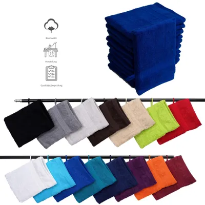 Produktbild von 5er Set Frottee Waschhandschuhe Elegance 16x21 cm 100% Baumwolle 500 gsm Waschhandschuh royalblau