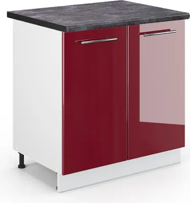 Produktbild von Spülenunterschrank Vicco Fame-Line Bordeaux Hochglanz 80 cm , AP Anthrazit, Model 45468