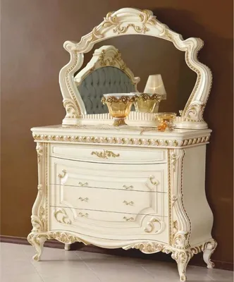 Produktbild von Casa Padrino Luxus Barock Kommode mit Spiegel Creme / Gold - Schlafzimmer Möbel