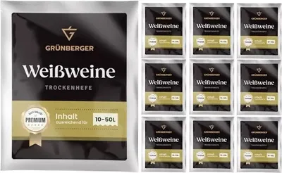 Produktbild von Grünberger Weißweinhefe Trockenhefe für 10-50l Wein Hefe Weißwein PREMIUM - 10 Stück