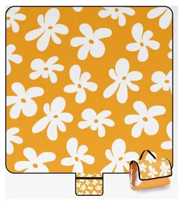 Produktbild von Picknickdecke 200x200 cm, XXL Stranddecke wasserdicht und sandfrei, faltbare Strandmatte aus dreischichtiger Struktur, waschbar - Tragbar für Camping, Familienpicknick, Strand, Reisen und Park
