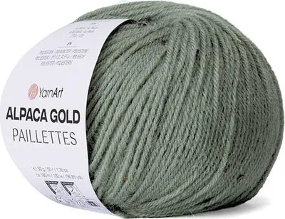 Produktbild von YarnArt Alpaca Gold Paillettes Wolle, Szałwia, 75%.Polyacryl, 20% Alpaka, 5% Polyester, 50g