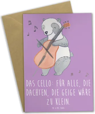 Produktbild von Mr. & Mrs. Panda Grußkarte Cello Magie - Lavendeltraum - Geschenk, Musiker, hochzeitskarten, Orchester, Grußkarten, Musikinstrument, Streichinstrument, einladungskarten