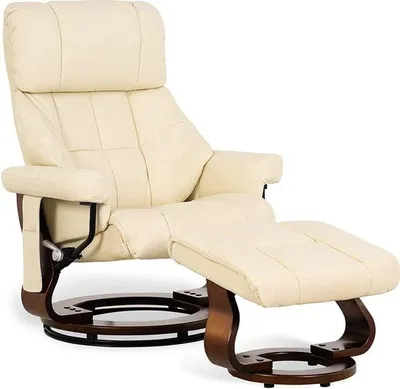 Image de MCombo Fauteuil de massage avec pouf, fauteuil de relaxation pivotant à 360° avec fonction de couchage, fauteuil de télévision avec pouf, fauteuil de télévision moderne avec poche latérale pour